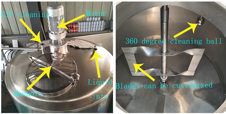 Beer Fermentation Agitated Food Grade 1000 Liter Stainless Steel Honey Mixing Tank